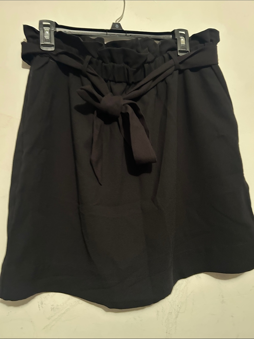 Express Black Paperbag Waist Tie Mini Skirt